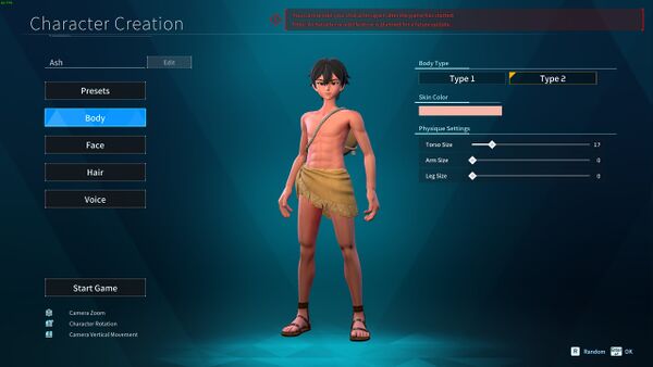 The character creator screen of Palworld